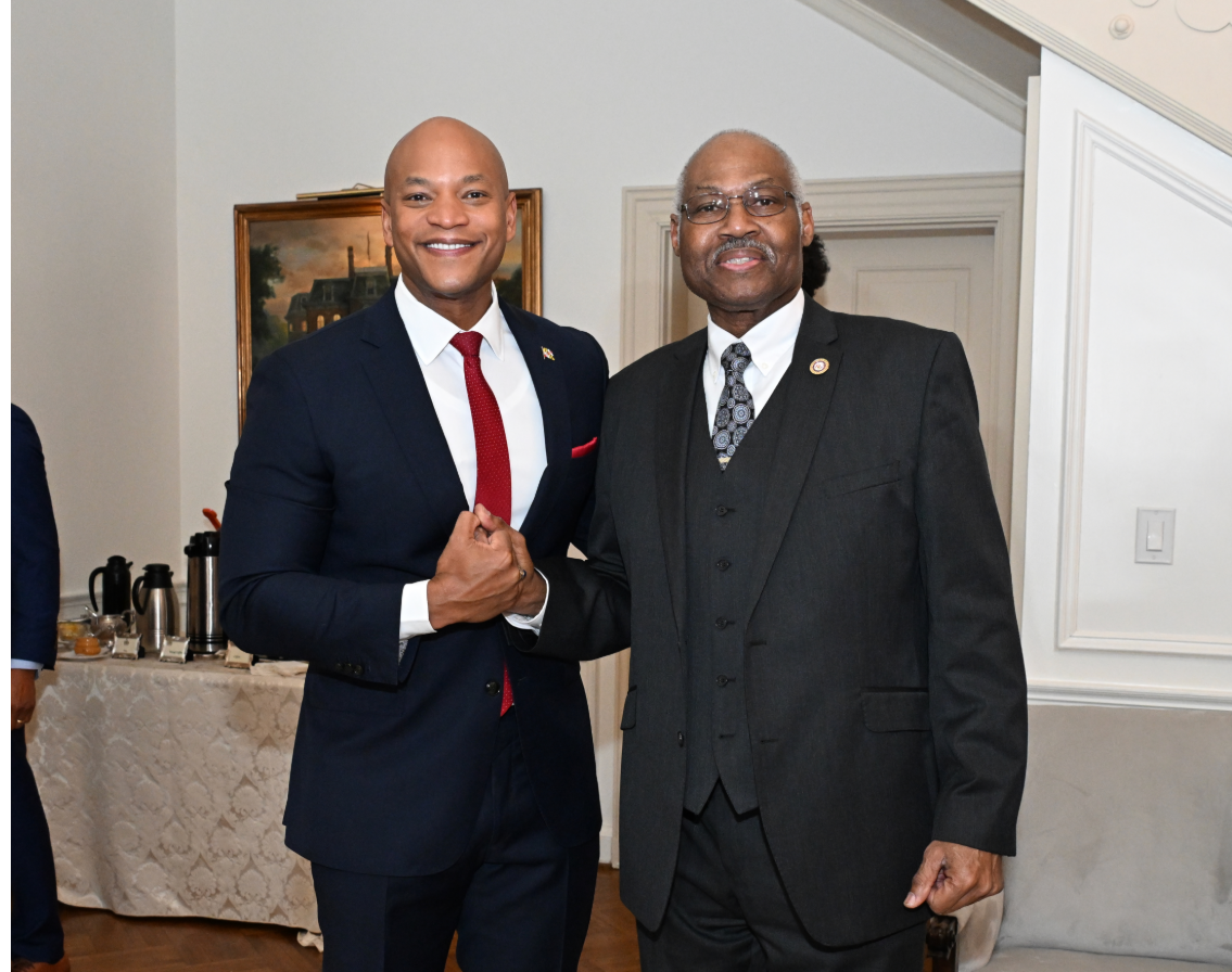 Delegate Odom with Governor Wes Moore at a legislative breakfast